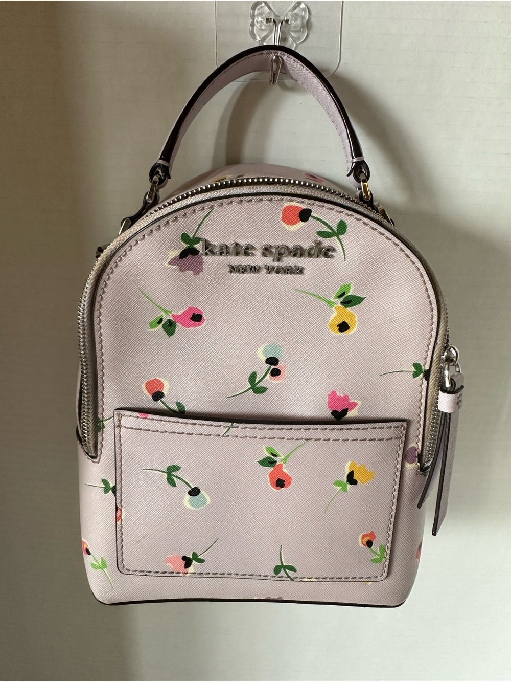 kate spade Pink Floral Mini Backpack with Top Handler and Shoulder Bag
